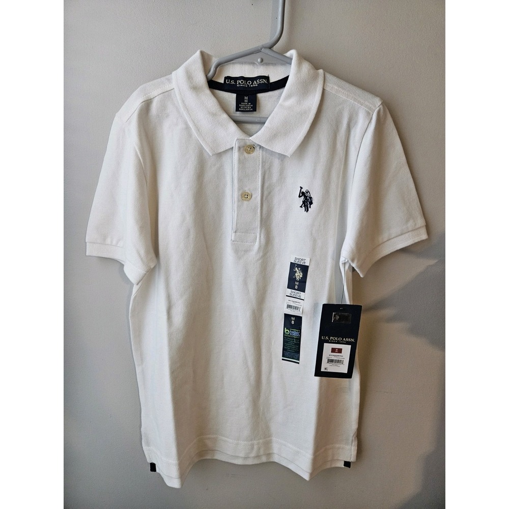 U.S. Polo Assn. Kids Unisex Pique Polo‎ Shirt, Sizes M 8 NWT